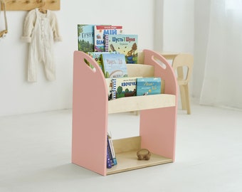 Kids Book Rack, Portable Bookshelf, Wooden Toddler Bookshelf, Montessori Bookshelf for Kids, Children Room Organizer, Kids Nursery Furniture