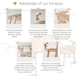 Toddler table and chair, Kids Furniture, Wooden Chair, Timeout Chair, Montessori furniture, Kids table and chairs, Table enfant activity image 7