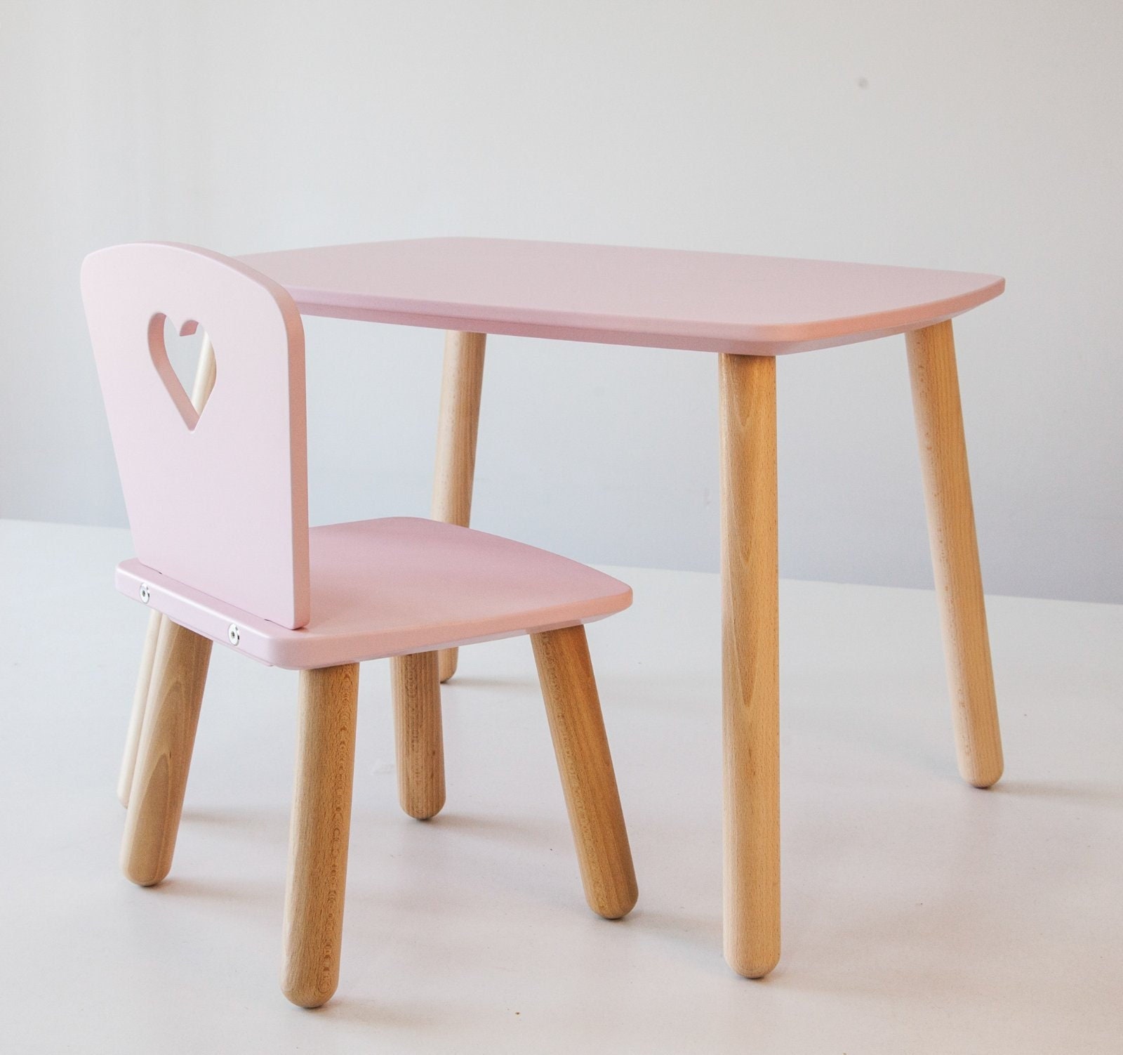 Light Pink Kids Table and Chairs Toddler Table and Chair Set Etsy