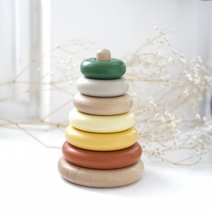 Natural Wood Pyramid Stacker Toy, Montessori Learning Toy, Eco Friendly Nursery Decor, Kids Gift