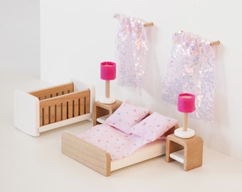 Meubles de maison de poupée, jouets Montessori, chambre de cuisine de maison de poupée, miniatures de maison de poupée, cadeau de Noël pour petites filles, kit de maison de poupée en bois