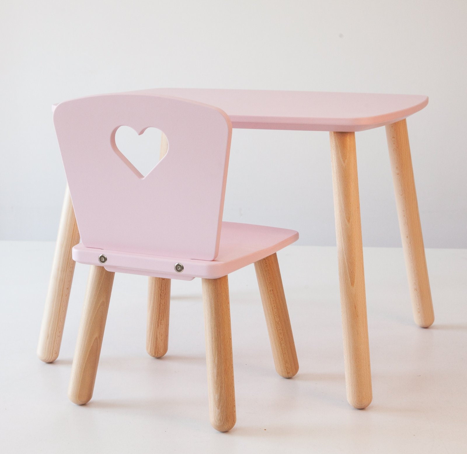 Light Pink Kids Table and Chairs Toddler Table and Chair Set Etsy