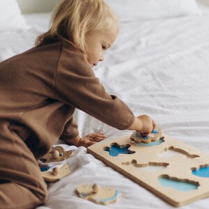 Montessori baby toys with cars Waldorf toys Learning board Toddler toys Baby boy 1st Birthday gift Christmas baby gift Wooden puzzle board image 2