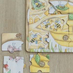 Montessori puzzle with Honey Bees, Baby puzzle, Kids jigsaw puzzle, Life Cycle puzzle, Kids wooden toys, Waldorf toys, Sensory toys 3 years image 9