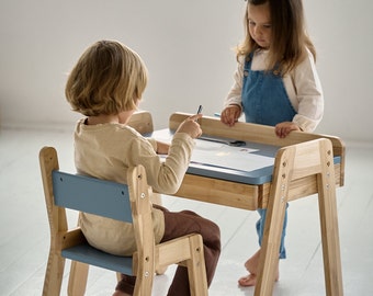 Kids desk and chairs, Kids desk toddler, Kids furniture, Montessori furniture, Kids bedroom furniture, Toddler desk, Wooden kids table