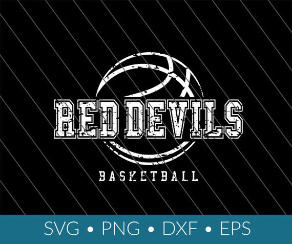 Red Devils Svg Basketball Download Distressed Png Eps Dxf Etsy