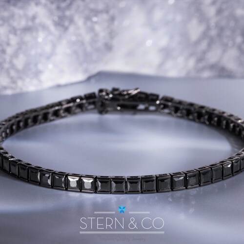Black Tennis Bracelet for Men Black Diamond Cut AAA Cubic Etsy