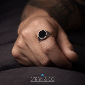 Mens Black Onyx Ring With CZ Setting Signet Ovalic Pinky Ring Made