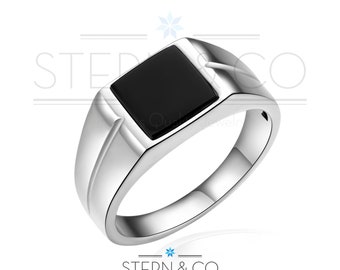 Mens Onyx Pinky Ring Etsy