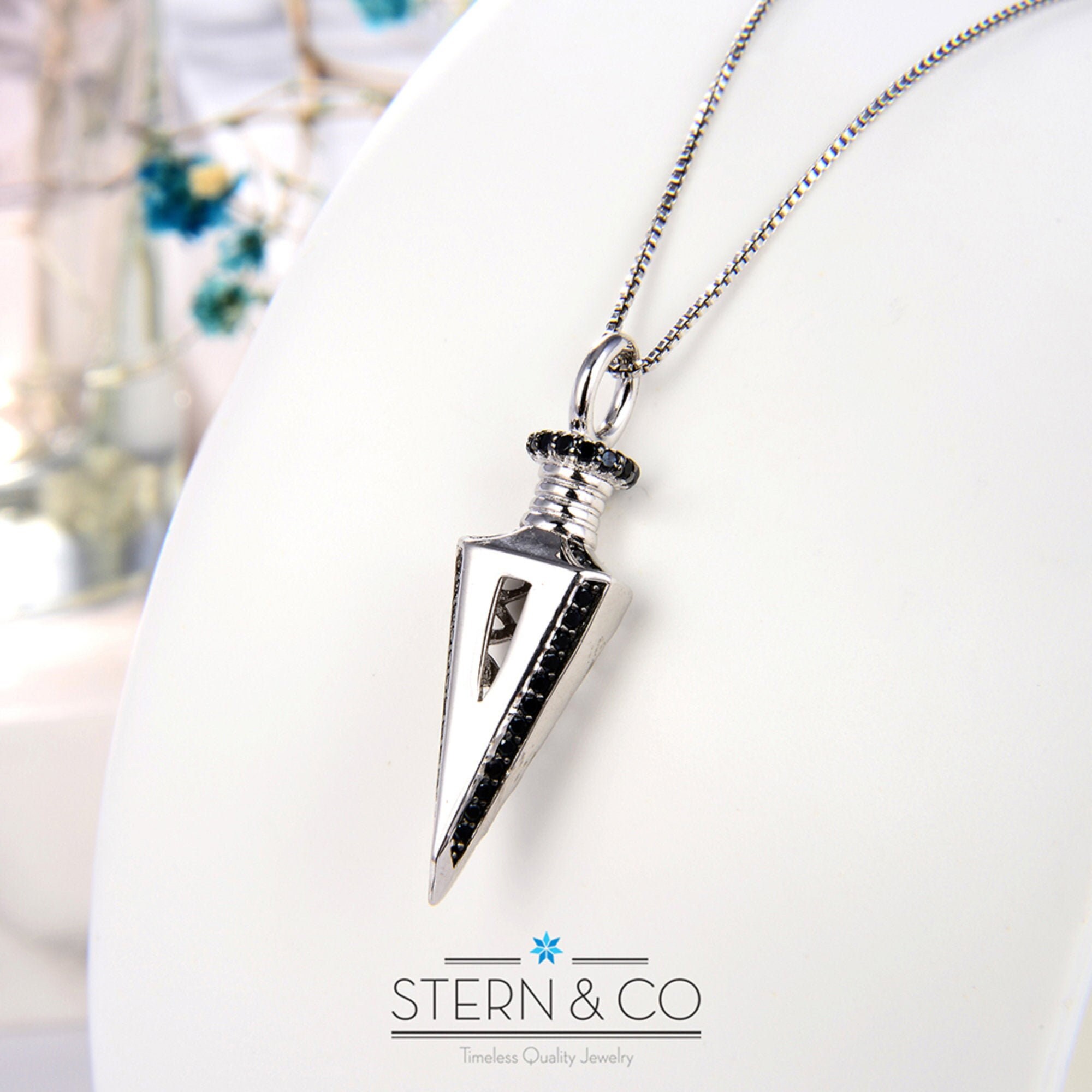 925 Sterling Silver Arrowhead Necklace for Men Set With AAA Etsy UK