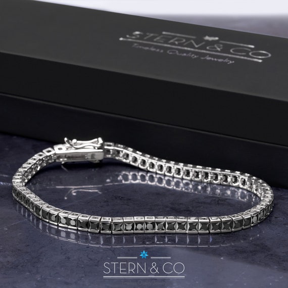 Black Tennis Bracelet for Man Black Diamond Cut AAA Cubic Etsy