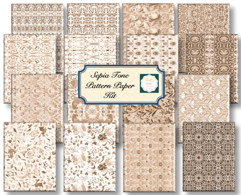 Sepia Tone Pattern Paper Kit Etsy sepia-tone-pattern-paper-kit-etsy