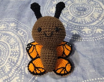 Monarch Butterfly - Crochet, Amigurumi, Stuffed Animal, Kids Toy, Plushies, Handmade, Squishy, Cute, Orange, Black, Entomology, Brown,