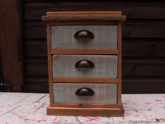 Shabby Chic Three Drawer Cabinet In Pine With Oyster Shape Etsy