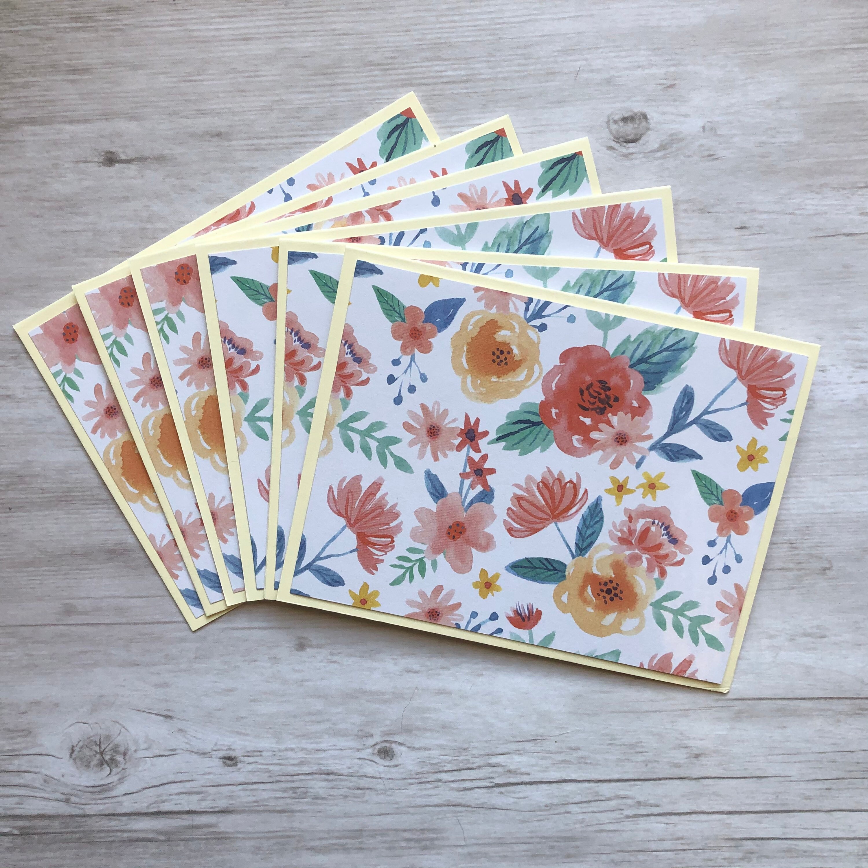 Summer Flowers Note Cards Floral Note Cards with Envelopes Etsy