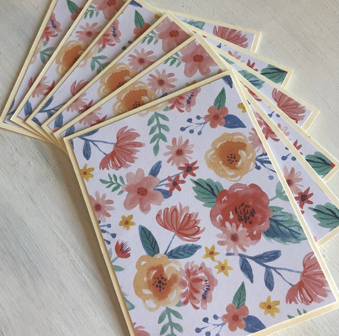 Summer Flowers Note Cards Floral Note Cards with Envelopes Etsy