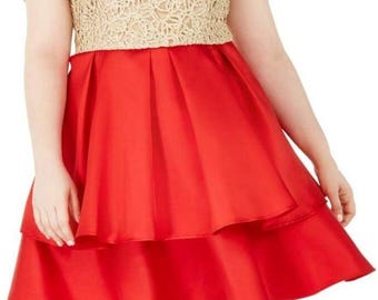 Vestido de cóctel con hombros descubiertos y encaje para mujer de B. Darlin, talla grande, 16 W