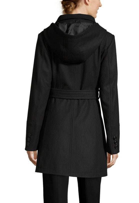 Liz Claiborne Hooded Heavyweight Women Coat Black Small Etsy