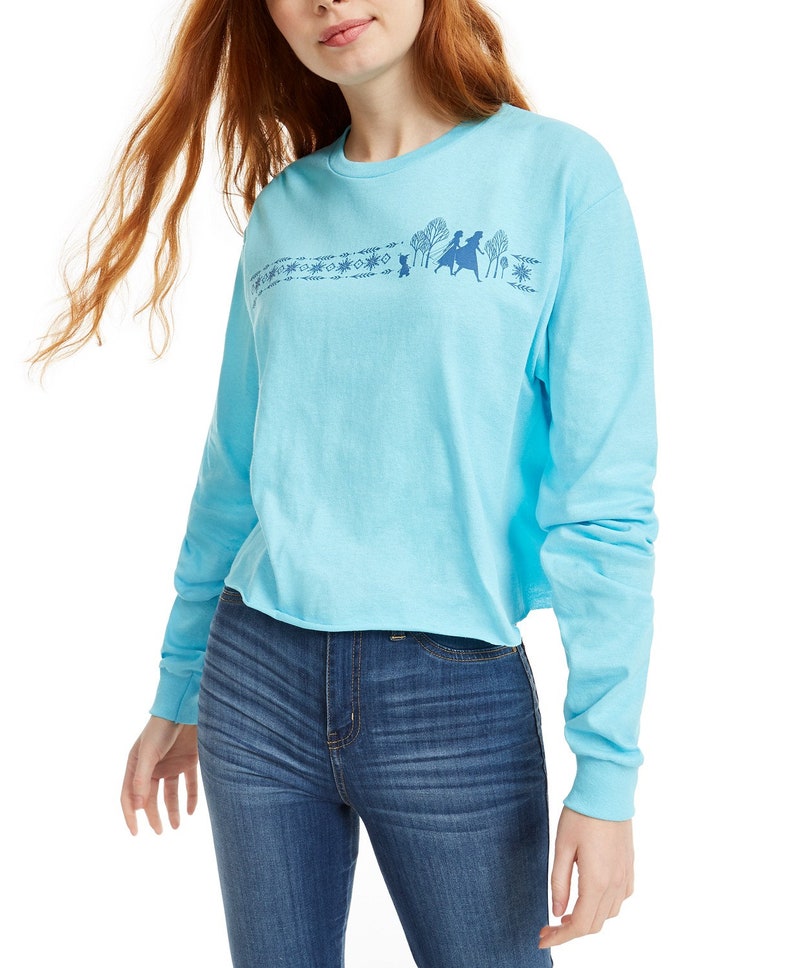 Camiseta azul de mujer con estampado de Frozen de Disney Juniors, talla extragrande. imagen 1