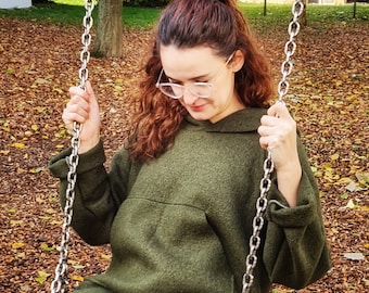 Visually Design Women's Oversize Hoodie Walk Sweater Warm Women's Pullover XS-XXL