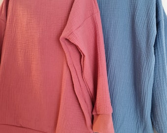 Design visivo - maglione oversize in mussola ariosa senza cappuccio - selezione della taglia del colore. 68-134 -