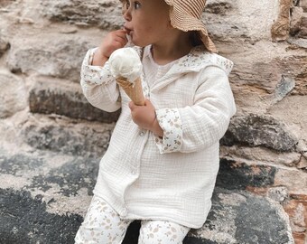 Visuell Design - Frühling Musselin Wendejacke Jacke leichte Übergangsjacke Kinder Jacke - Creme / Zitrone