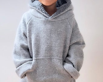 Visuell Design: Sweater Walk Oversize Hoodie mit Teddyplüsch Kapuze  - warm - Kinder bis 146 auch  Farbauswahl möglich