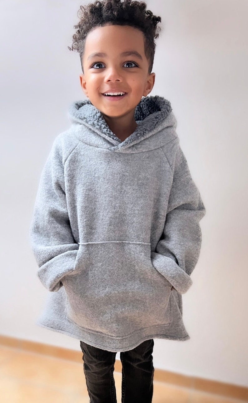 Visuell Design: Sweater Walk Oversize Hoodie mit Teddyplüsch Kapuze warm Kinder bis 146 auch Farbauswahl möglich Bild 1