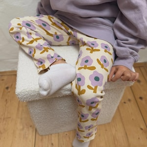 Floral Girls Leggings - Kids Fashion Design Pants Comfortable Cotton Stretch Wear