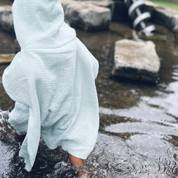 Visually Design Bath Poncho Muslin Double Gauze Hooded Towel Baby