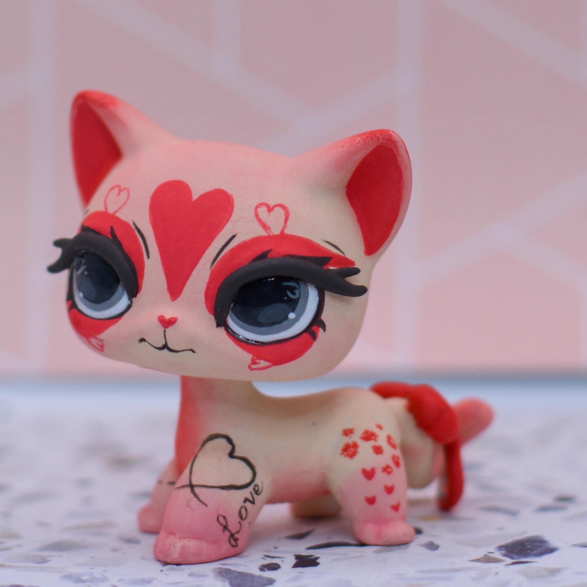 LPS Custom Short Hair Cat “valentines: Love Notes” Hand Painted