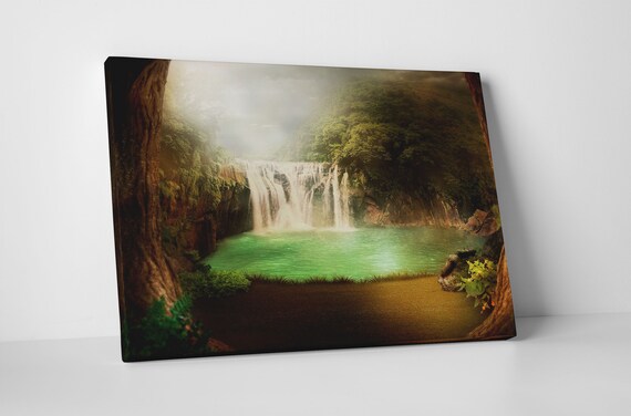 Background Image Waterfall Jungle Canvas Wall Art A265 Etsy
