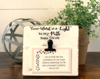 Scripture Card Holder | Hand Painted Bible Verse Stand | Choose Stain & Verse | Verse of the Week Display | Includes 33 Cards