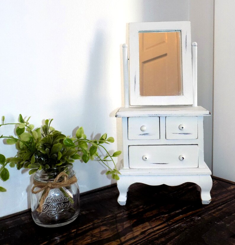 Adorable Upcycled Mini Storage Cabinet Distressed White With Etsy