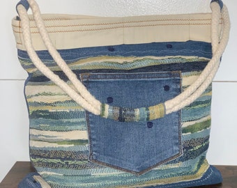 Denim Handbag | Boho Handbag | Upcycled Denim Shoulder Bag | Handmade Purse