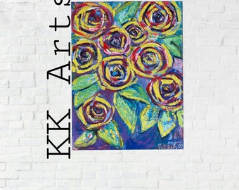 Roses, Original oil painting, stretched canvas