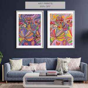 Wild flowers and butterflies art print