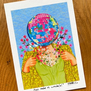 Discobalkunstdruk: illustratie muziekliefhebber door KKArts