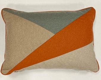 Patchwork de laine italienne coussin rectangulaire géométrique