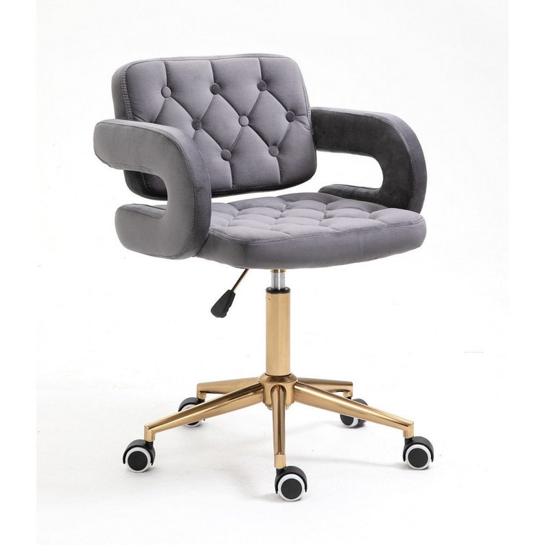 Designer desk chair from Velour / Office Chair Golden Base 5 Etsy