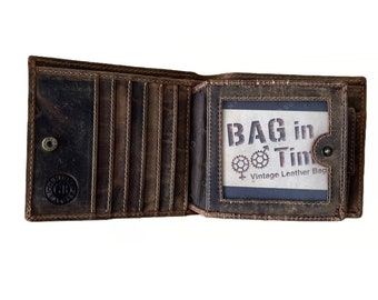 Leather Wallet RFID Protection Men's Wallet saddle brown many Card Slots Vintage Design used look