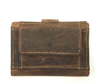 Small Leather Wallet RFID natural Leather brown