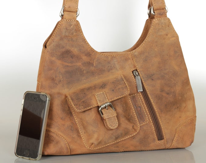 Featured listing image: Ladies Bag Leather Handbag Shoulder Bag Shopper Vintage Leather Bag saddle brown used look