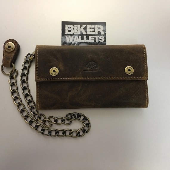 Long Leather Biker Wallet  Handmade Original Rustic Design