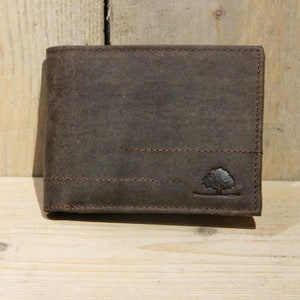 Leather Wallet Men's Purse Natural Leather Vintage Style dark brown used look