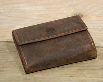 Women's wallet leather wallet in vintage design saddle brown used look