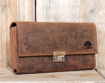 Leather Wallet Taxi Wallet natural leather in saddle brown