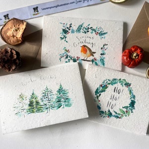 Pack of 3 plantable Christmas cards /plantable seed  card / seed card  Christmas Card /Fox  mHedgehog Pheasant /eco friendly