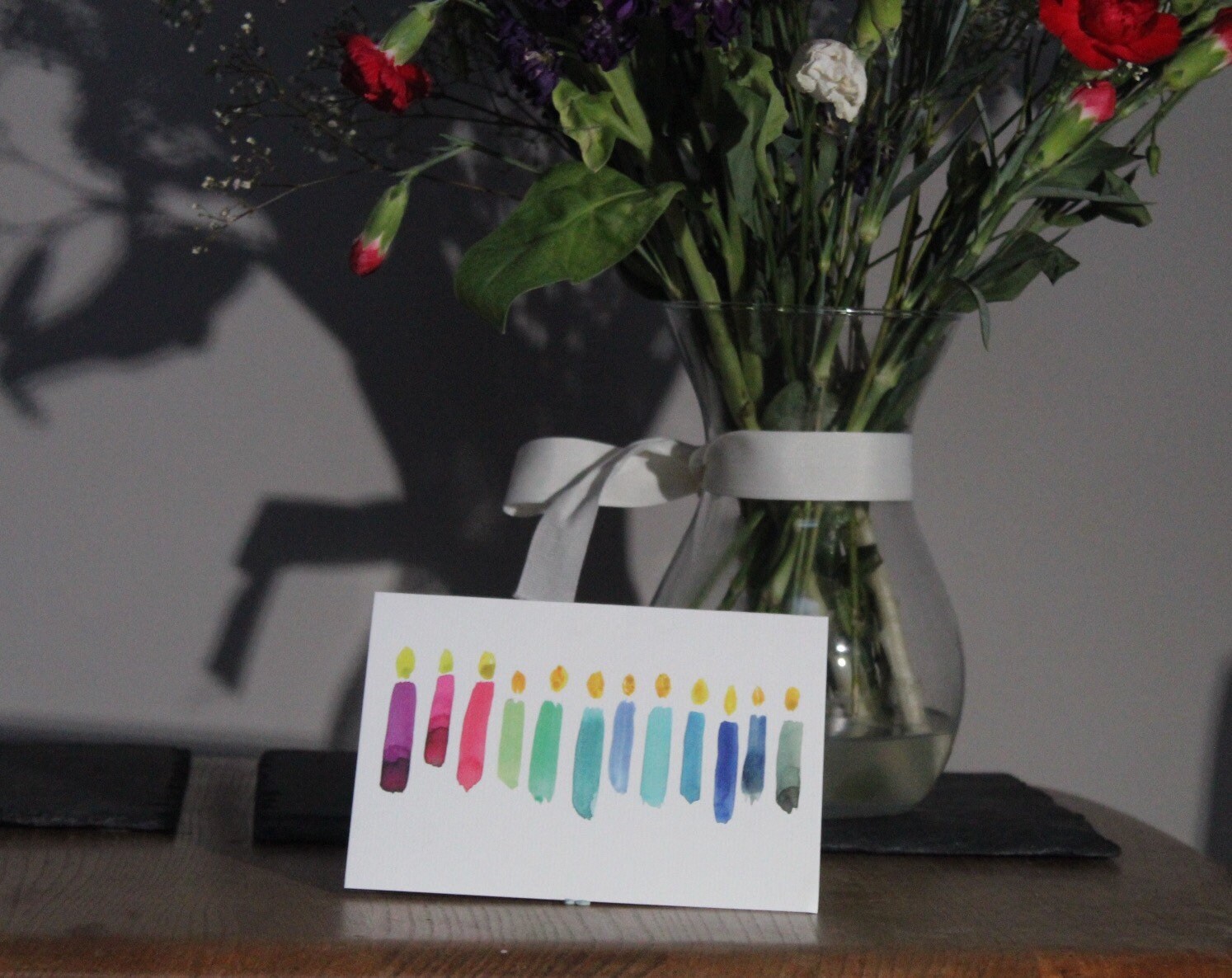 Candles Birthday Card// Watercolour Candles// Birthday Candles Etsy