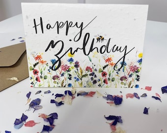 Wildflower happy birthday, plantable seed card